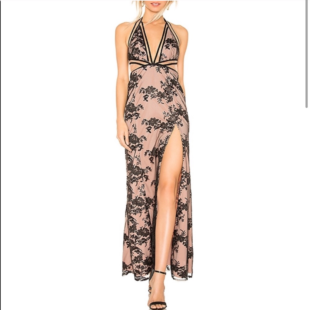 X By Nbd Marisella Black Nude Gown Sequined Small